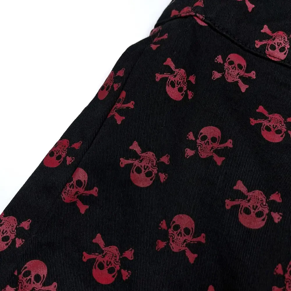 NWT Vintage Y2K Tripp NYC Red Skull Belted Black Mini Skirt Medium Deadstock